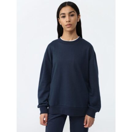 Navy Basic Crewneck Sweatshirt