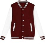 Maroon and White Varsity Baseball Jacket