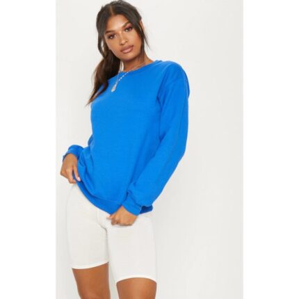 Royal Blue Basic Crewneck Sweatshirt