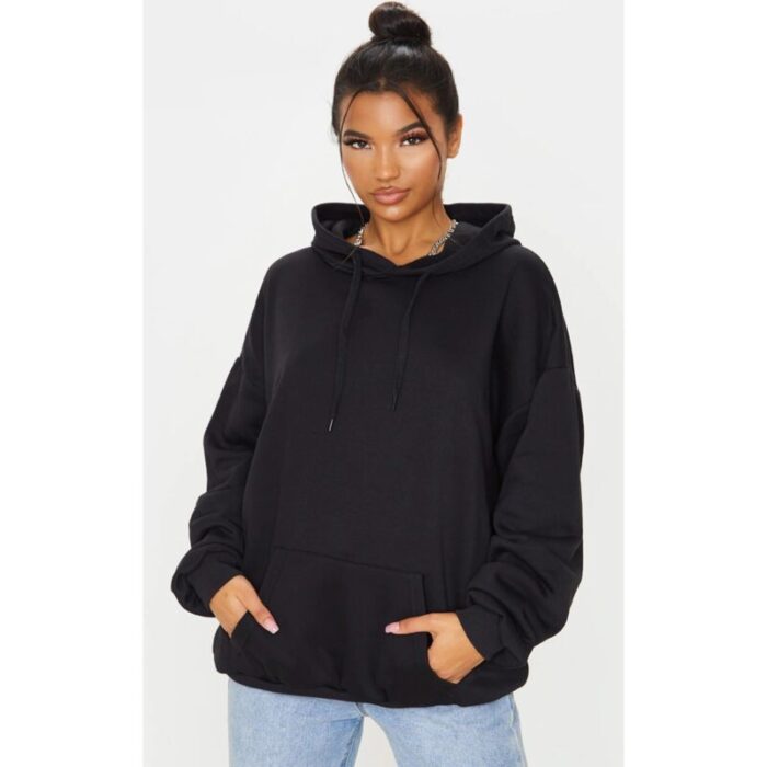 Black Basic Fleece Hoodie