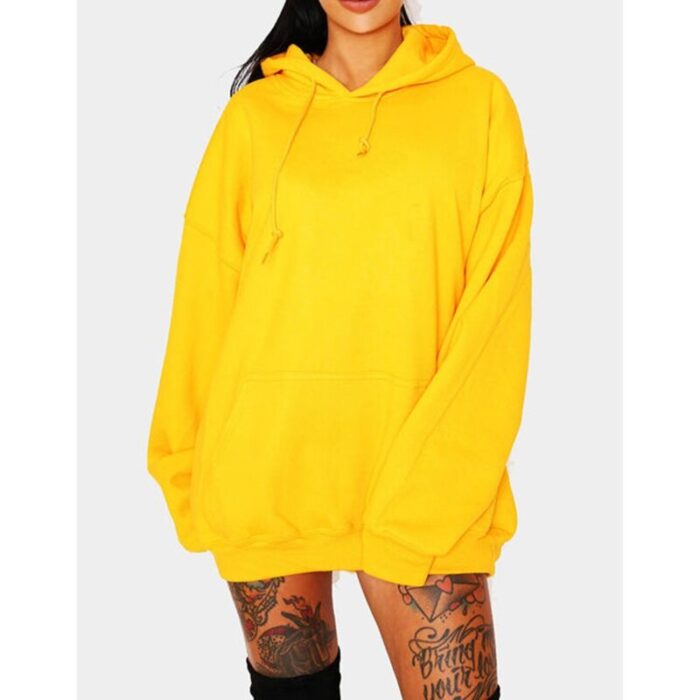 Yellow Basic Fleece Hoodie