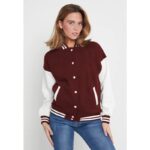 Maroon and White Varsity Baseball Jacket