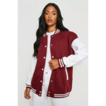 Maroon and White Varsity Baseball Jacket