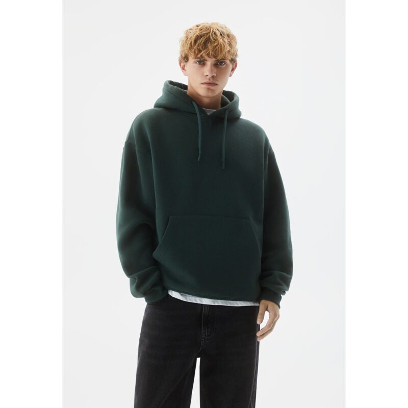 SM Bottle Green Basic Kangaroo pocket Hoodie