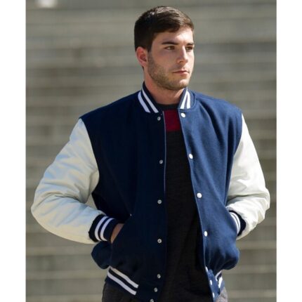 Sm Navy and White Varsity Baseball Jacket