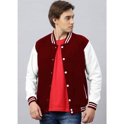 Sm Maroon and White Varsity Baseball Jacket