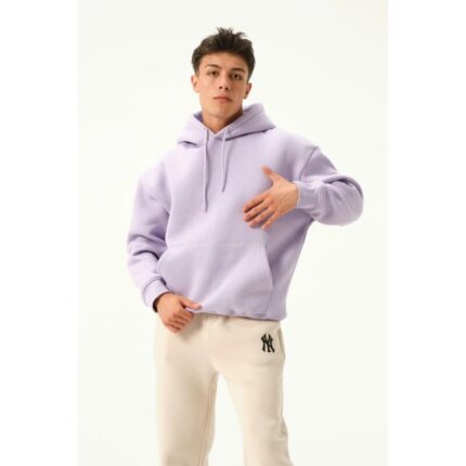 SM Lilac Basic Kangaroo pocket Hoodie