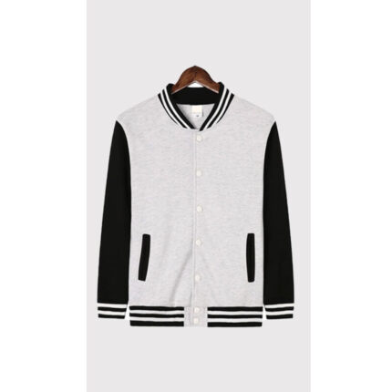 Light Grey and Black Varsity Baseball Jacket