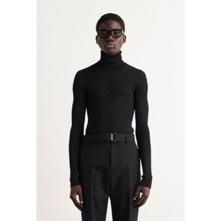 SM Black HighNeck Ribbed Long Sleeves