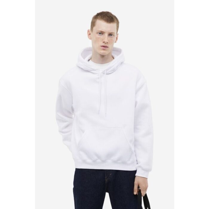 SM White Basic Kangaroo pocket Hoodie