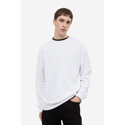 SM White Basic Crewneck Sweatshirt