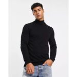 SM Black Solid Basic Ribbed High Neck