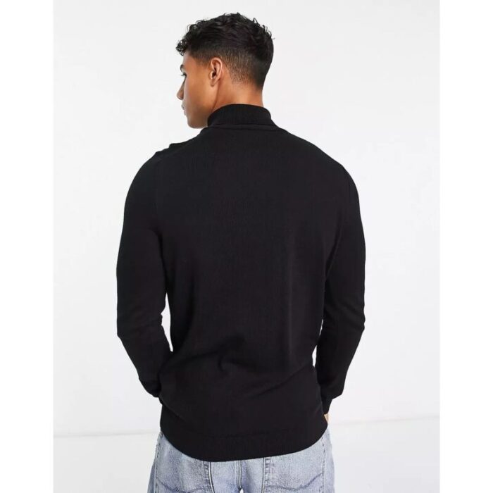 SM Black Solid Basic Ribbed High Neck