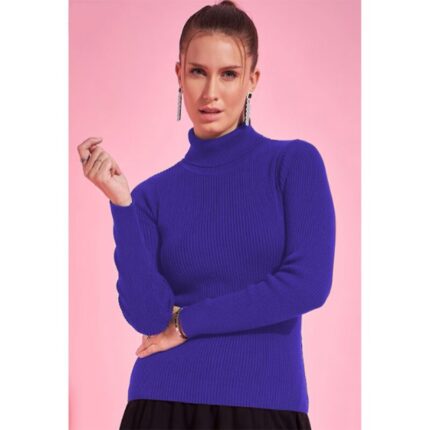 Purple HighNeck Ribbed Long Sleeves