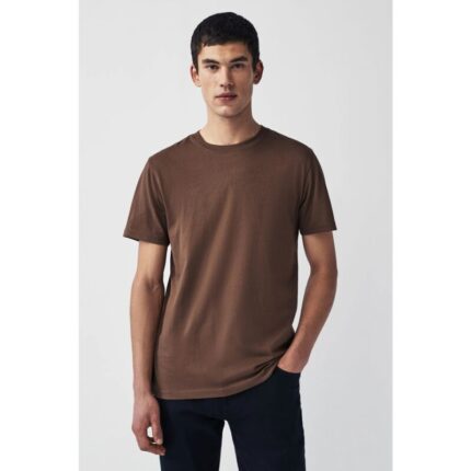 SM Dark Brown Basic Round Neck T-Shirt