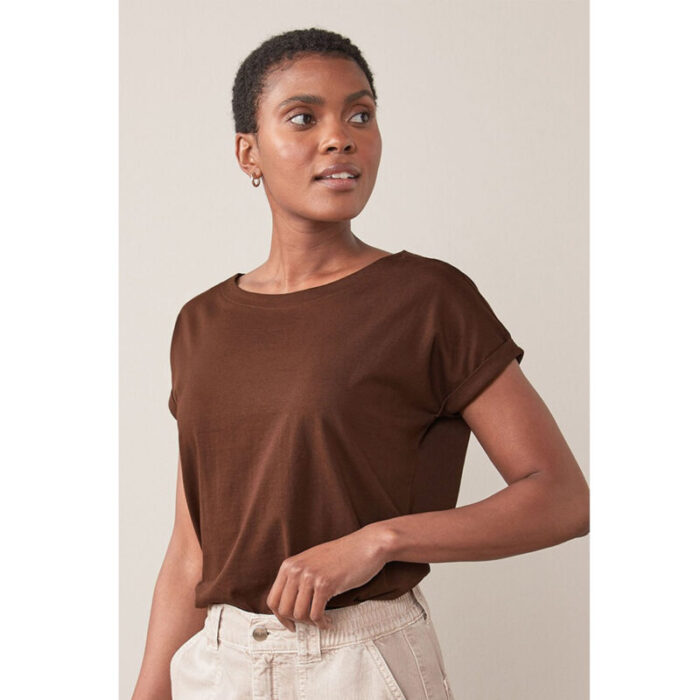 Dark Brown Basic Round Neck T-Shirt