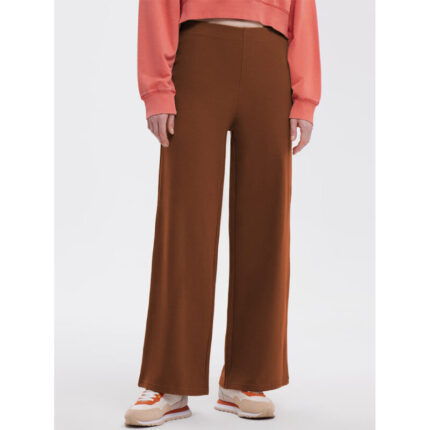 Bershka Chocolate Brown High Rise Wide Leg Trouser