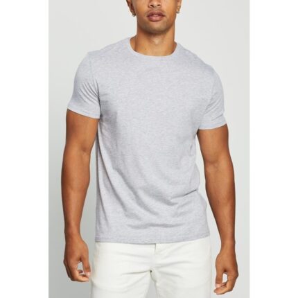 SMHeather Grey Basic Round Neck T-Shirt