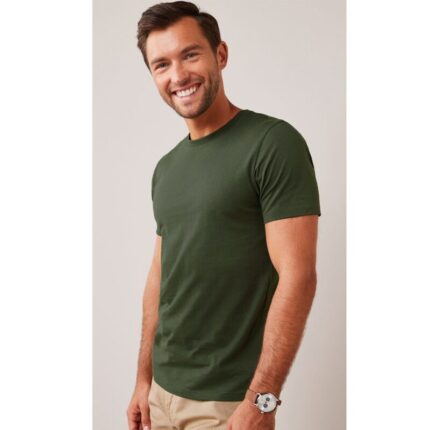 SM Olive Green Basic Round Neck T-Shirt