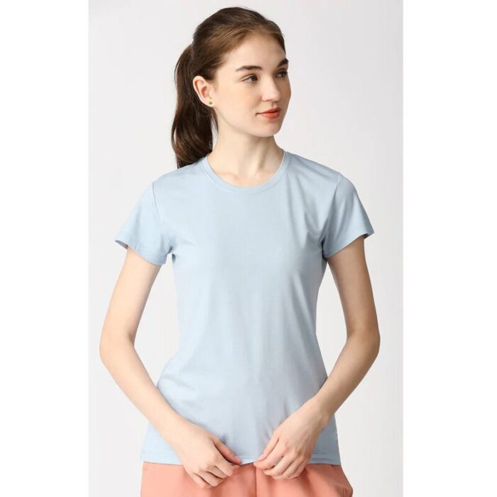 Light Blue Basic Round Neck T-Shirt