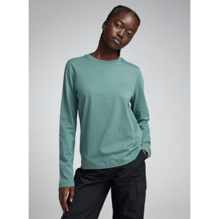 Teal Green Basic Round Neck Long Sleeves T Shirt