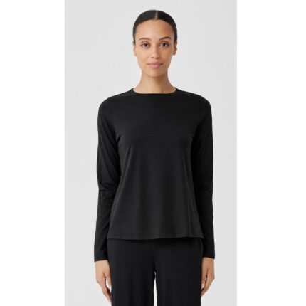 Black Basic Round Neck Long Sleeves T Shirt