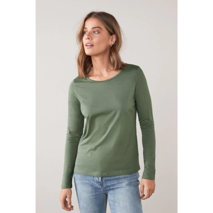 Mint Green Basic Round Neck Long Sleeves T Shirt