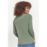 Mint Green Basic Round Neck Long Sleeves T Shirt