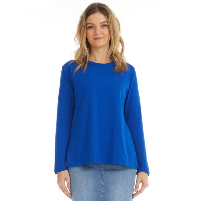 Royal Blue Basic Round Neck Long Sleeves T Shirt