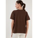 Brown Oversized Basic Round Neck T-Shirt