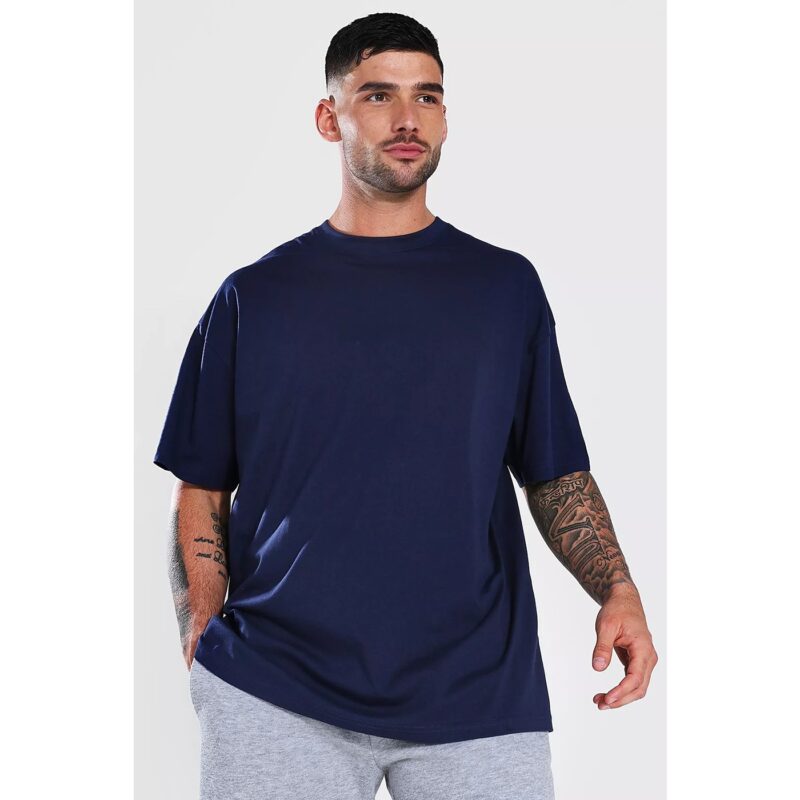 SM Navy Oversized Basic Round Neck T-Shirt