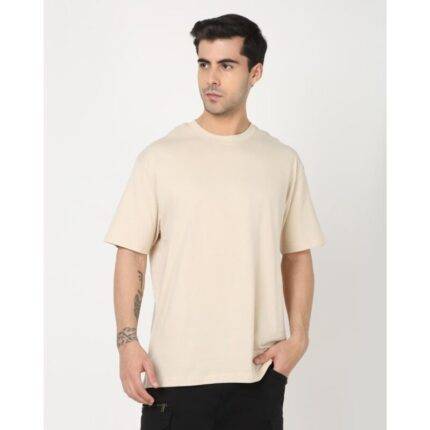 SM Sand Oversized Basic Round Neck T-Shirt