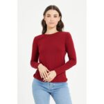 Red Basic Round Neck Long Sleeves T Shirt