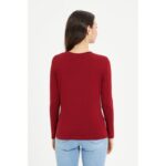 Red Basic Round Neck Long Sleeves T Shirt