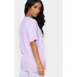 Lilac Oversized Basic Round Neck T-Shirt