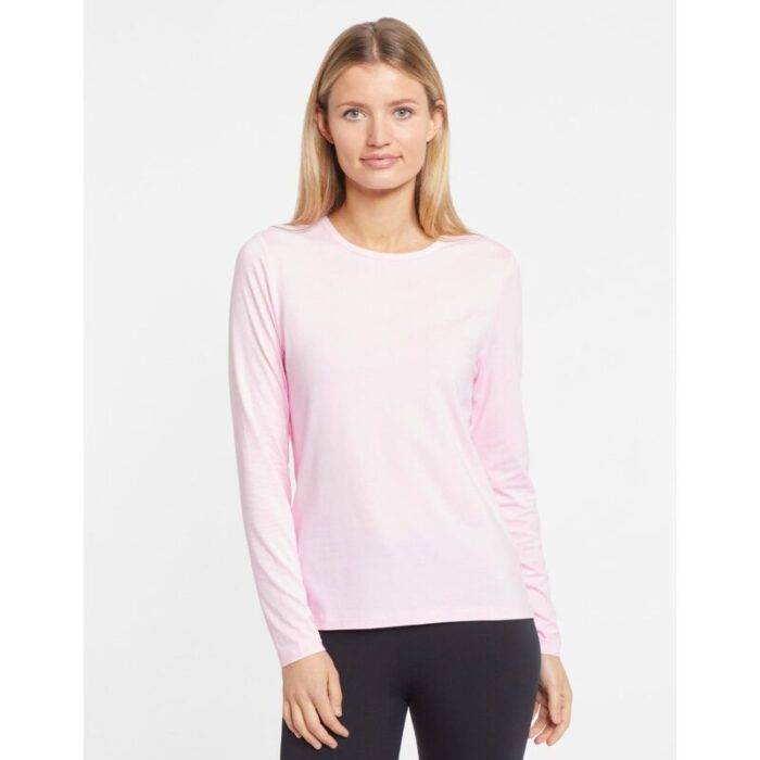 Baby Pink Basic Round Neck Long Sleeves T Shirt