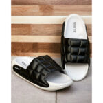 BALMAIN BLACK SQUARE & WHITE PUFFY SLIDES