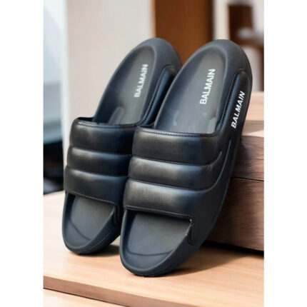 BALMAIN FULL BLACK TRIPLE LAYER QUILTED SLIDES