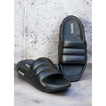 BALMAIN FULL BLACK TRIPLE LAYER QUILTED SLIDES