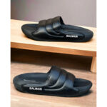 BALMAIN FULL BLACK TRIPLE LAYER QUILTED SLIDES