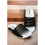 BALMAIN BLACK TRIPLE LAYER & WHITE QUILTED SLIDES