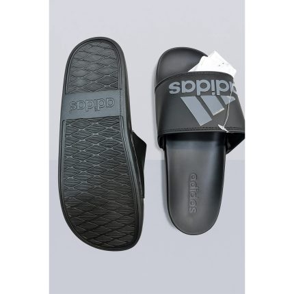 ADIDAS BLACK GREY PRINTED LOGO SLIDE